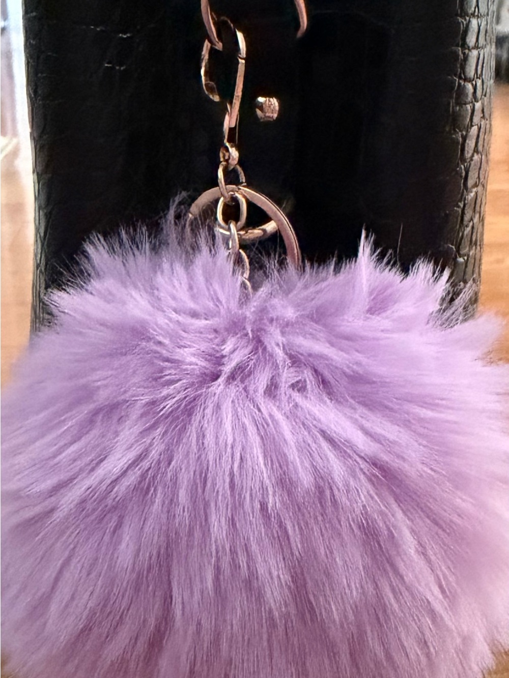 Plush Lavender Faux Fur Pom Keychain Bag Charm